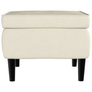 Табуретка с дървени крака, кремава кадифена