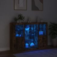 Сайдборди с LED осветление, 3 бр, опушен дъб, инженерно дърво