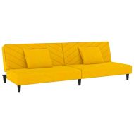 2-местно разтегателно канапе с две възглавници, жълто, кадифе