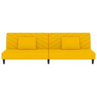2-местно разтегателно канапе с две възглавници, жълто, кадифе