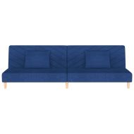 2-местно разтегателно канапе с две възглавници, синьо, текстил