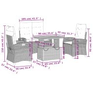 Градински трапезен комплект възглавници 4 части черен полиратан