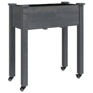 Плантер на колела с вложка сив 71x37x80 см масивна ела