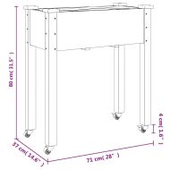 Плантер на колела с вложка сив 71x37x80 см масивна ела