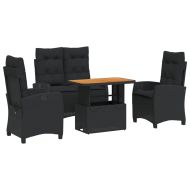Градински трапезен комплект възглавници 4 части черен полиратан