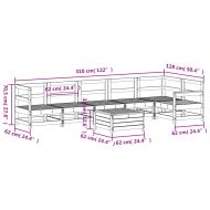 Градински комплект диван от 7 части, бял, масивно дърво бор