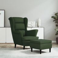 Фотьойл Wingback с табуретка, тъмнозелена, кадифе
