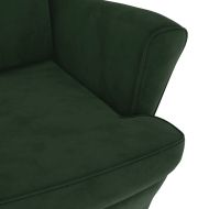 Фотьойл Wingback с табуретка, тъмнозелена, кадифе