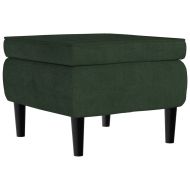 Фотьойл Wingback с табуретка, тъмнозелена, кадифе