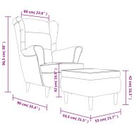 Фотьойл Wingback с табуретка, тъмнозелена, кадифе