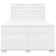 Боксспринг легло с матрак, бяло, 160x200 см, изкуствена кожа