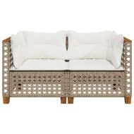 Външни кресла, ъглови, с възглавници, 2 бр, бежов полиратан