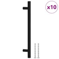 Дръжки за шкафове, 10 бр, черни, 160 мм, неръждаема стомана