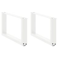 Крака за масичка за кафе, U-образни, 2 бр., бели, 60 x (30-31) см, стомана