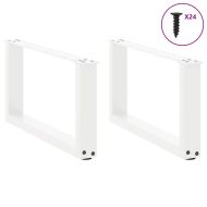 Крака за масичка за кафе, U-образни, 2 бр., бели, 60 x (30-31) см, стомана