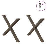 Крака за масичка за кафе, X-образни, 2 бр., естествена стомана, 70 x (42-43) см, стомана