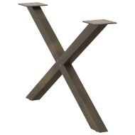 Крака за масичка за кафе, X-образни, 2 бр., естествена стомана, 70 x (42-43) см, стомана