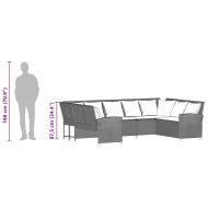 Градински диван с възглавници, черен полиратан