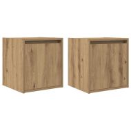 Нощни шкафчета за стенен монтаж, 2 бр, дъб артизан, 38x34x40 см