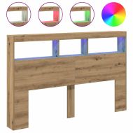 Табла шкаф с LED, Дъб артизан, 160x17x102 см