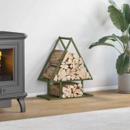 Стойка за дърва за огрев маслиненозелена 50x25x60 см