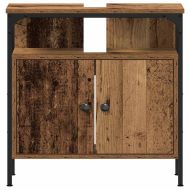Шкаф за мивка за баня, старо дърво, 60x30x60см, инженерно дърво