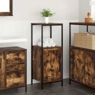 Шкаф за баня с рафтове опушен дъб 36x35x95 cm