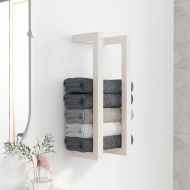 Поставка за хавлии Бяло 23x18x60 см борово дърво масив