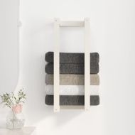 Поставка за хавлии Бяло 23x18x60 см борово дърво масив