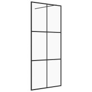 Стена за душ с прозрачно ESG стъкло, 80x195 см, черна