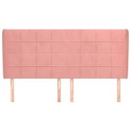 Горна табла за легло с уши, розова, 183x23x118/128 см, кадифе