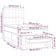 Боксспринг легло с матрак, бяло, 90x200 см, изкуствена кожа