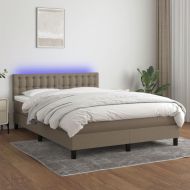 Боксспринг легло с матрак и LED, таупе, 140x190 см, плат