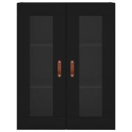 Стенни шкафове, 2 бр, черни, инженерно дърво