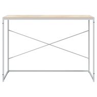 Компютърно бюро, бяло и дъб, 110x60x70 см, инженерно дърво