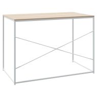 Компютърно бюро, бяло и дъб, 110x60x70 см, инженерно дърво