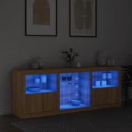 Сайдборд с LED светлини, сонома дъб, 181,5x37x67 см