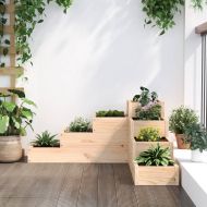 Градинска кашпа 4 нива 80,5x79x36 см масивна борова дървесина