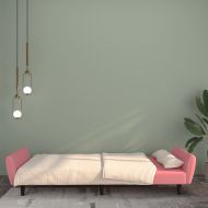 2-местно разтегателно канапе, розово, кадифе