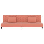 2-местно разтегателно канапе с две възглавници, розово, кадифе