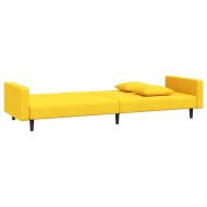2-местно разтегателно канапе с две възглавници, жълто, кадифе