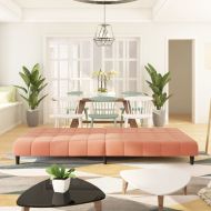 2-местно разтегателно канапе, розово, кадифе