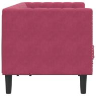 Честърфийлд диван с болстери, 2-местен, виненочервени, кадифе