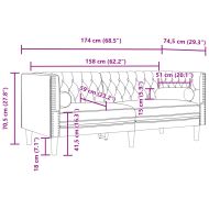 Честърфийлд диван с болстери, 2-местен, виненочервени, кадифе