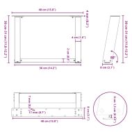 Крака за масичка за кафе, U-образни, 2 бр., естествена стомана, 40 x (30-31) см, стомана