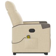 Изправящ масажен реклайнер стол, кремав, текстил