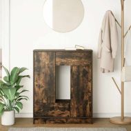 Бюфет с чекмеджета и вратички, опушен дъб, 73x31x90 см