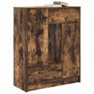Бюфет с чекмеджета и вратички, опушен дъб, 73x31x90 см