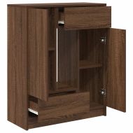 Бюфет с чекмеджета и вратички, кафяв дъб, 73x31x90 см