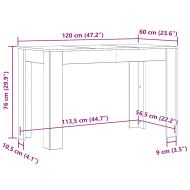 Трапезна маса, черно и дъб, 120x60x76 см, инженерно дърво